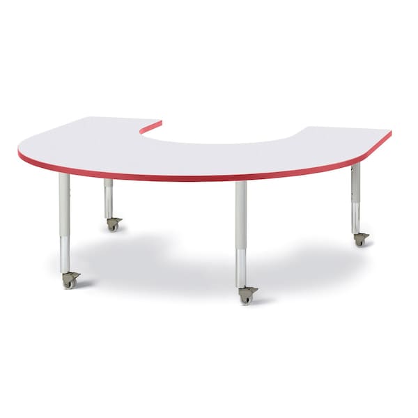 Berries Horseshoe Activity Table, 66 in. x 60 in., Mobile, Freckled Gray/Red/Gray